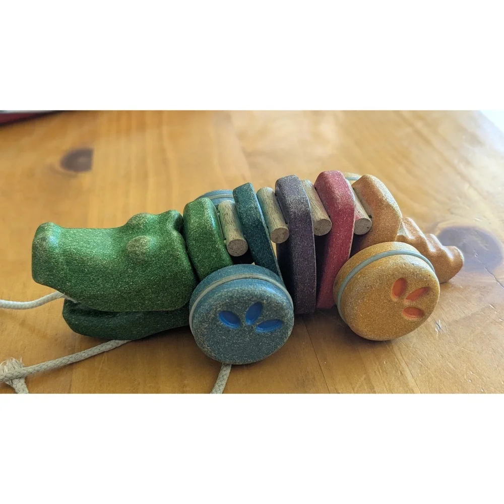 PlanToys Dancing Alligator Wooden Pull Toy Rainbow Sustainable PlanWood 5105